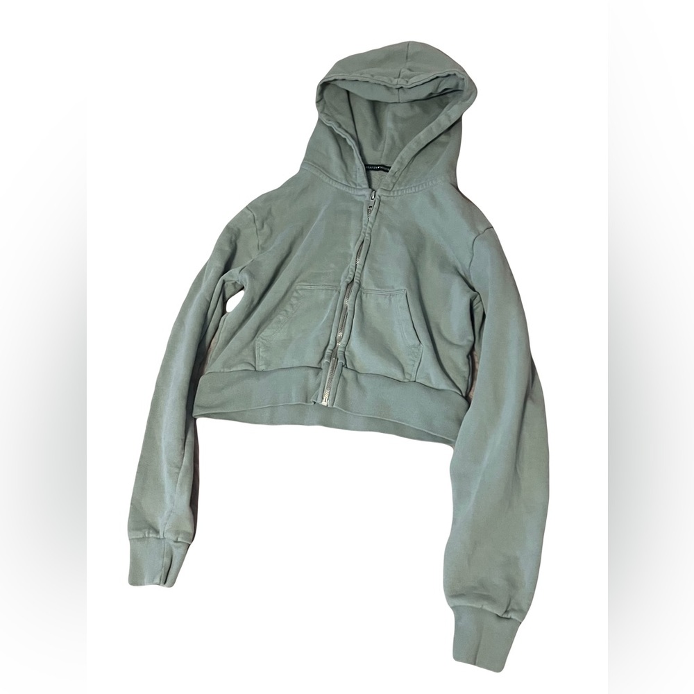 Brandy Melville Light Green Crop Top Hoodie